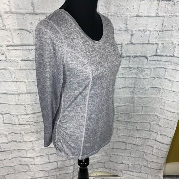 Athletic works Longsleeve scoopneck hi low stripe top w/scrunch sides sz Small - Picture 5 of 12